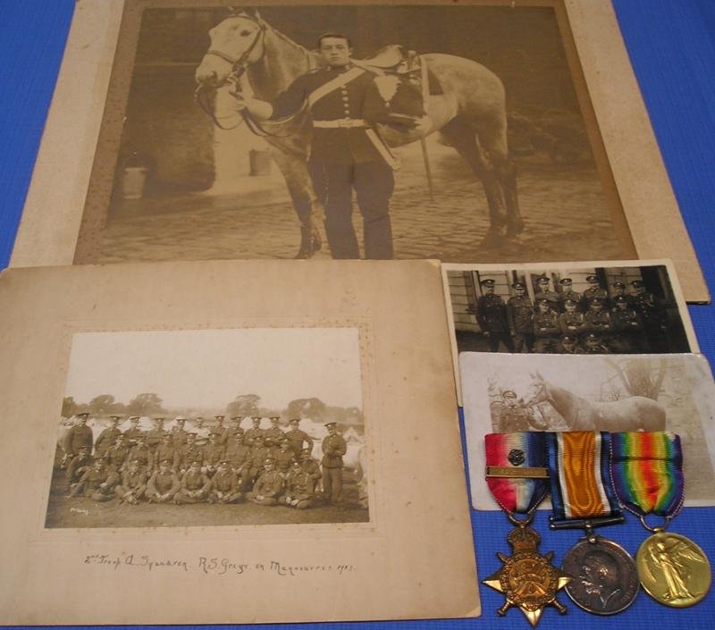 WW1 1914 MONS STAR & BAR TRIO, 2nd DRAGOONS / ROYAL SCOTS GREYS, WITH ORIGINAL PHOTOGRAPHS — image 3