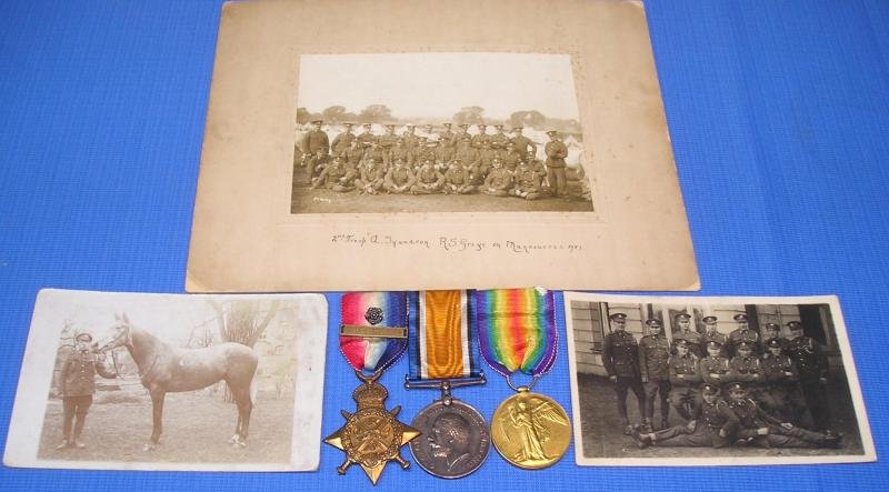 WW1 1914 MONS STAR & BAR TRIO, 2nd DRAGOONS / ROYAL SCOTS GREYS, WITH ORIGINAL PHOTOGRAPHS — image 4