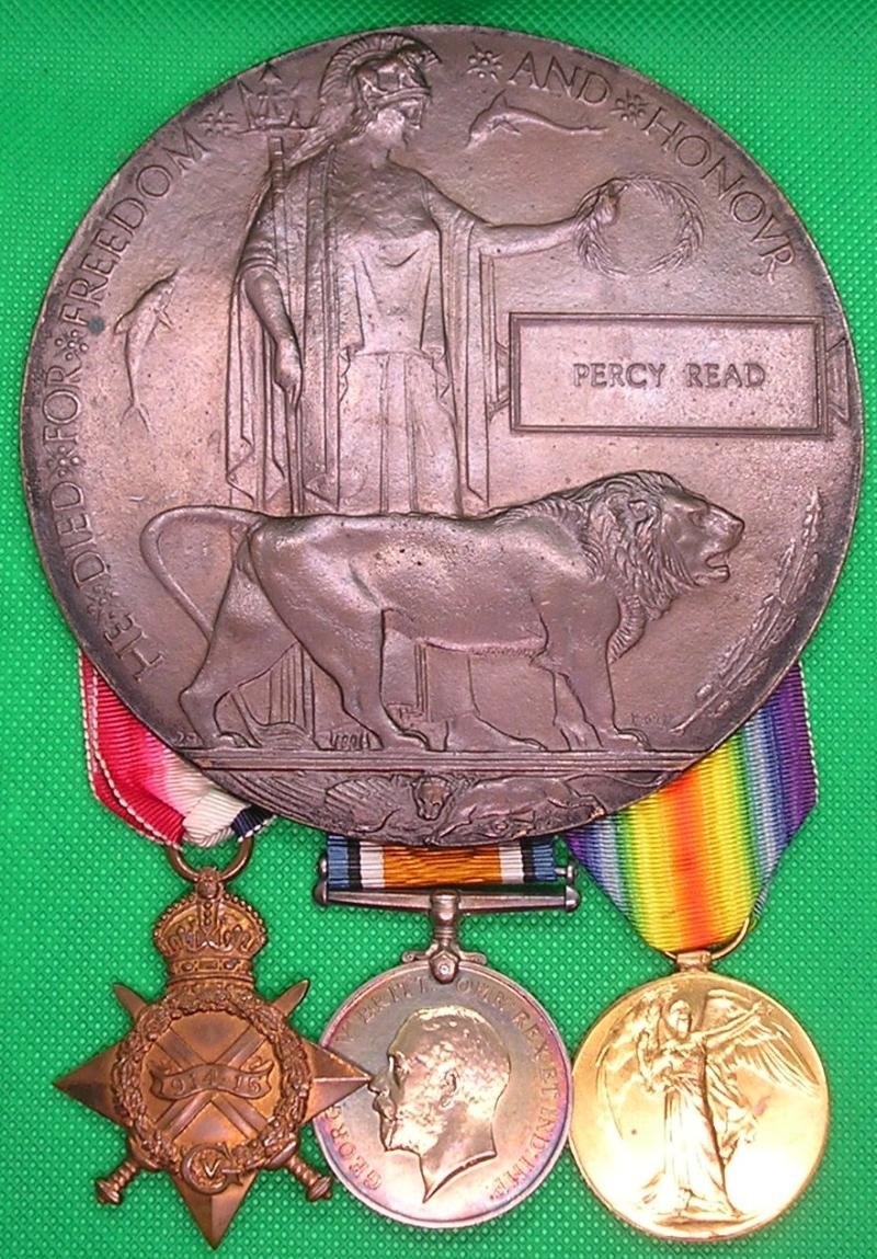 WW1 1914-15 TRIO & MEMORIAL PLAQUE, 12th NORTHUMBERLAND FUSILIERS, K.I.A F&F 22-6-1916 FROM CLECKHEATON — image 2