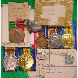 WW1 FAMILY GROUP TO THREE MEMBERS OF THE SWEDISH OLSSON …