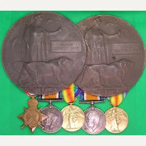 2x WW1 MEMORIAL PLAQUE GROUPS TO OFFICER BROTHERS, OX & …