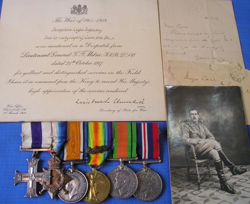 WW1 & WW2 MILITARY CROSS GROUP, 8th SHROPSHIRE LIGHT INFANTRY, M.I.D SALONICA 1917, WOUNDED & GASSED 1918 — image 2