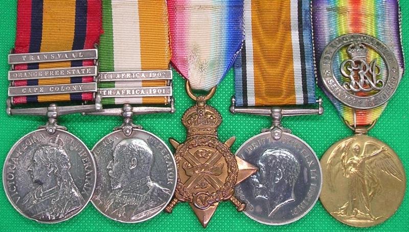 QSA, KSA, 1914 STAR TRIO & SILVER WAR BADGE, ARGYLL & SUTHERLAND HIGHLANDERS & R.SCOTS FUSILIERS — image 2