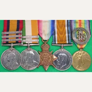 QSA, KSA, 1914 STAR TRIO & SILVER WAR BADGE, ARGYLL …