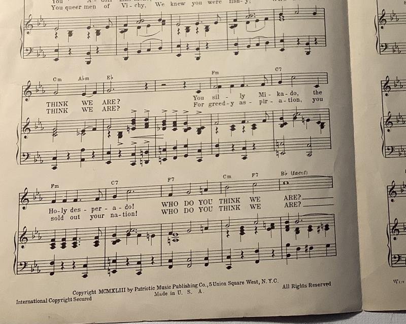 WWII SHEET MUSIC — image 2