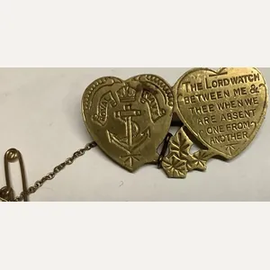 WWII NAVY DOUBLE HEART SWEETHEART PIN
