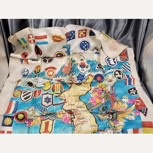 KOREAN WAR PAINTED SILK SCARF