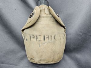 WWII USMC Canteen Cover with Enameled Canteen