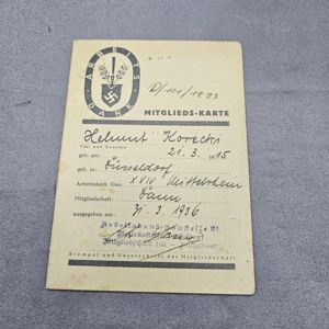 WWII German Arbeits Dank Mitglieds-Karte