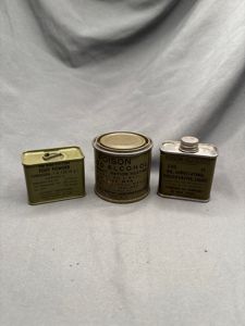 VIETNAM WAR ERA LUBRICANT, WOOD ALCOHOL AND FOOT POWDER TRIO