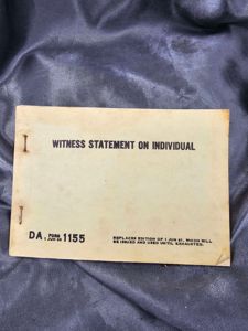 US ARMY WITNESS STATEMENT MESSAGE PAD