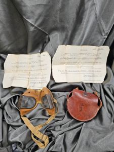 WWII JAPANESE DUST GOGGLES WITH CAPTURED PAPERS