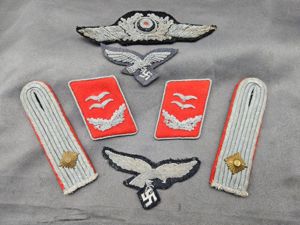 WWII German Luftwaffe Flak Officer Insignia Set