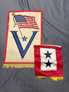 WWII DUO OF SON IN SERVICE WINDOW BANNERS