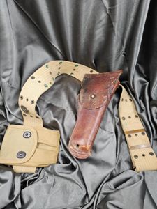 WWI UNIT MARKED PISTOL BELT & HOLSTER