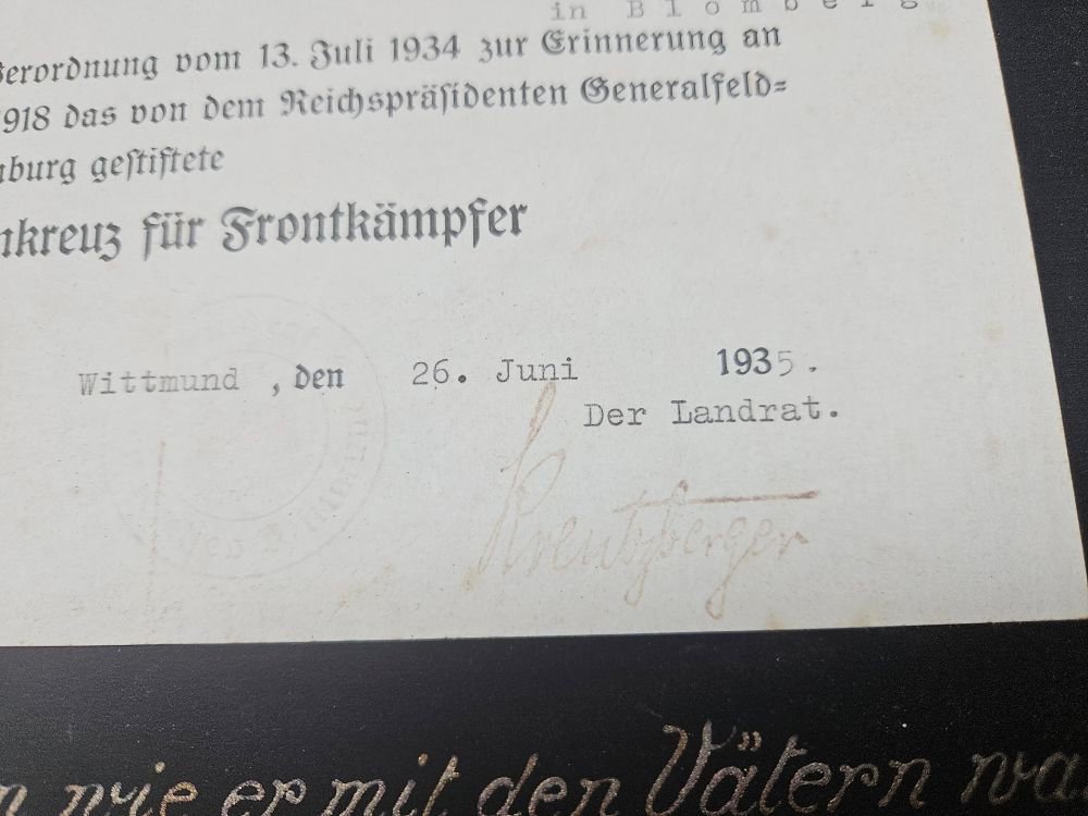 German WWI Document For Service in The Great War — image 6