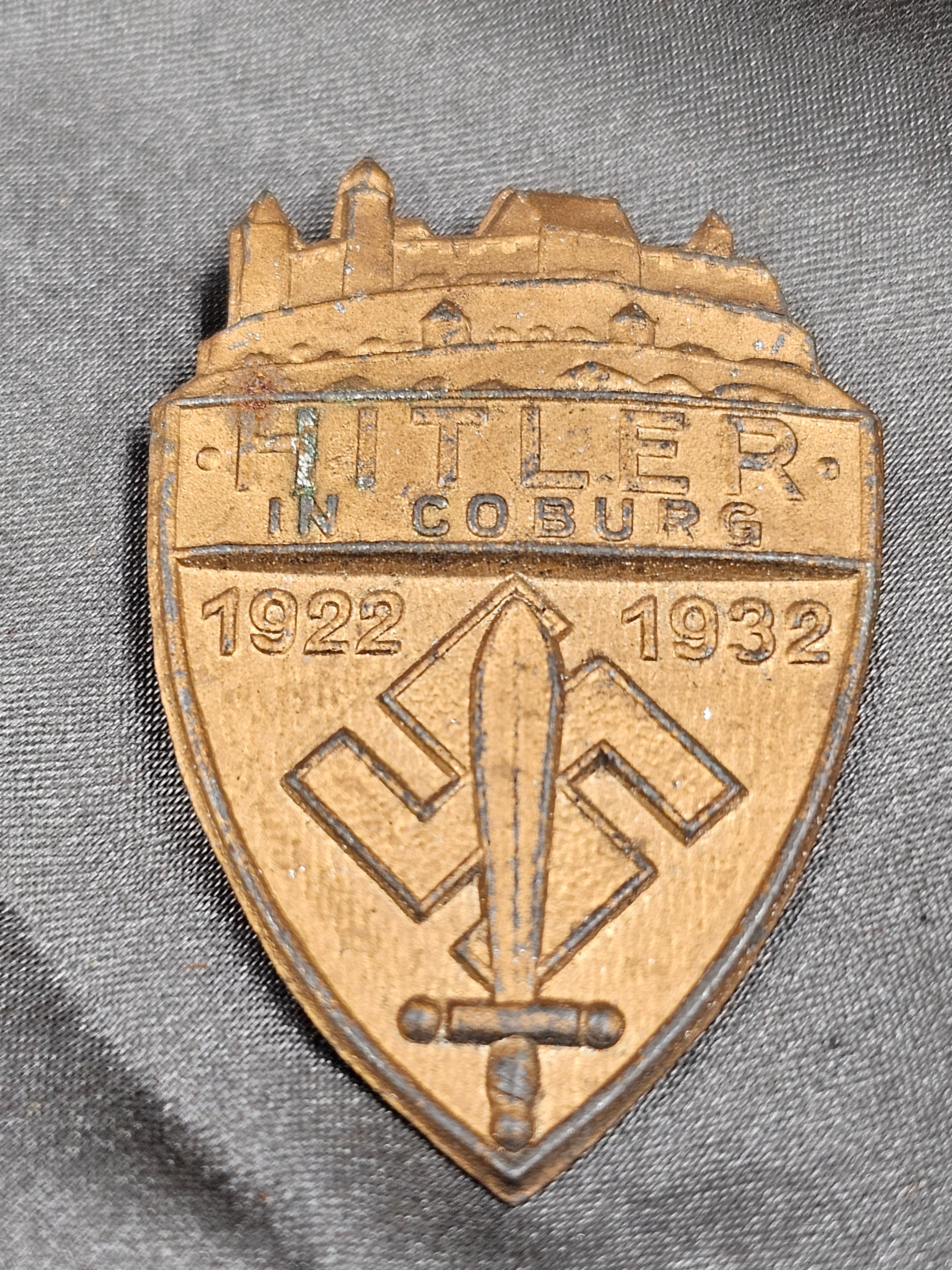 WWII GERMAN 1922-1932 HITLER IN COBURN TINNIE — image 2