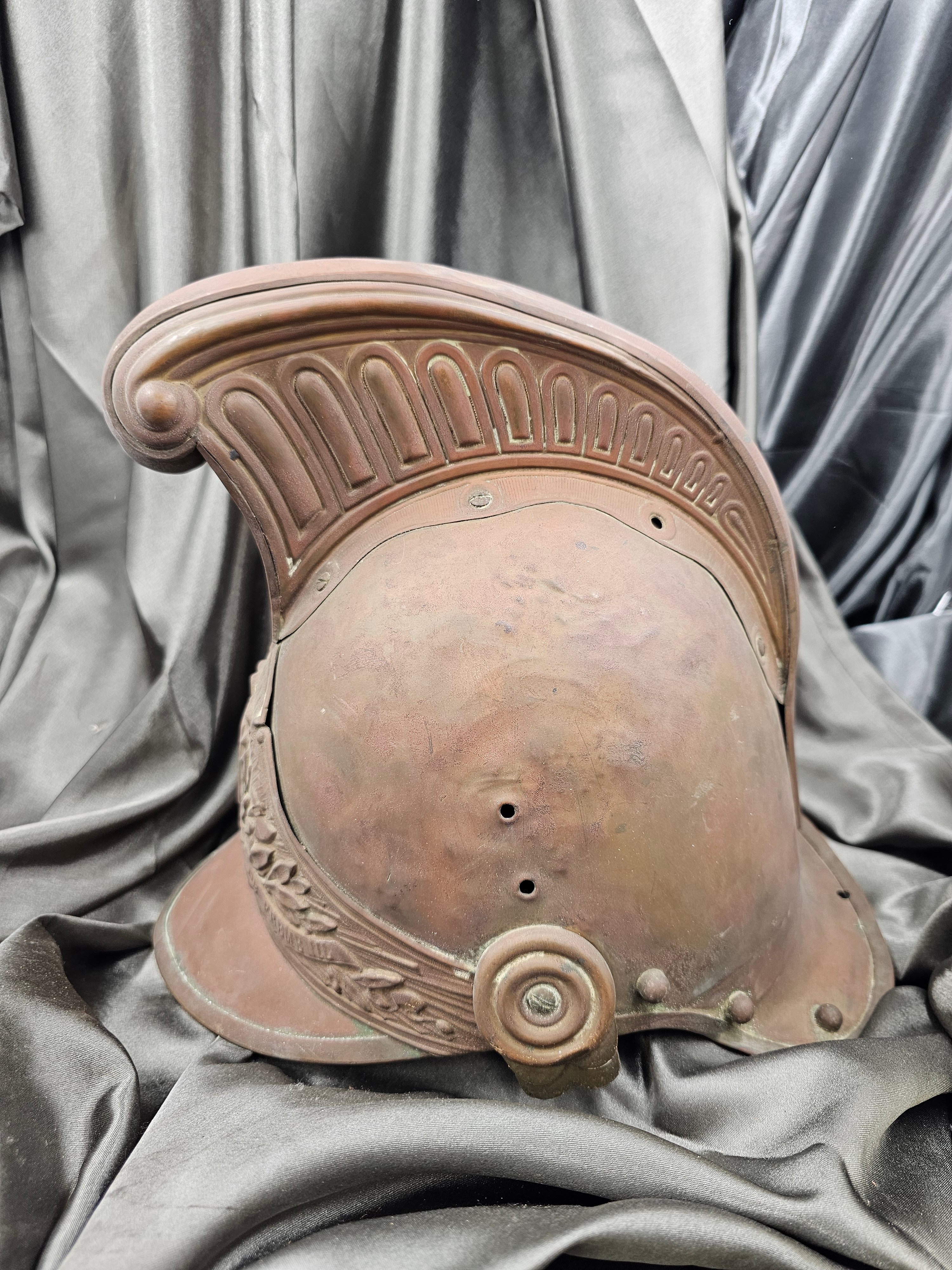 FRENCH 19th CENTURY BRASS FIREFIGHTER HELMET — image 3