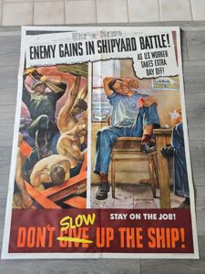 WWII US NAVY SHIPYARD PROPAGANDA POSTER 30X40