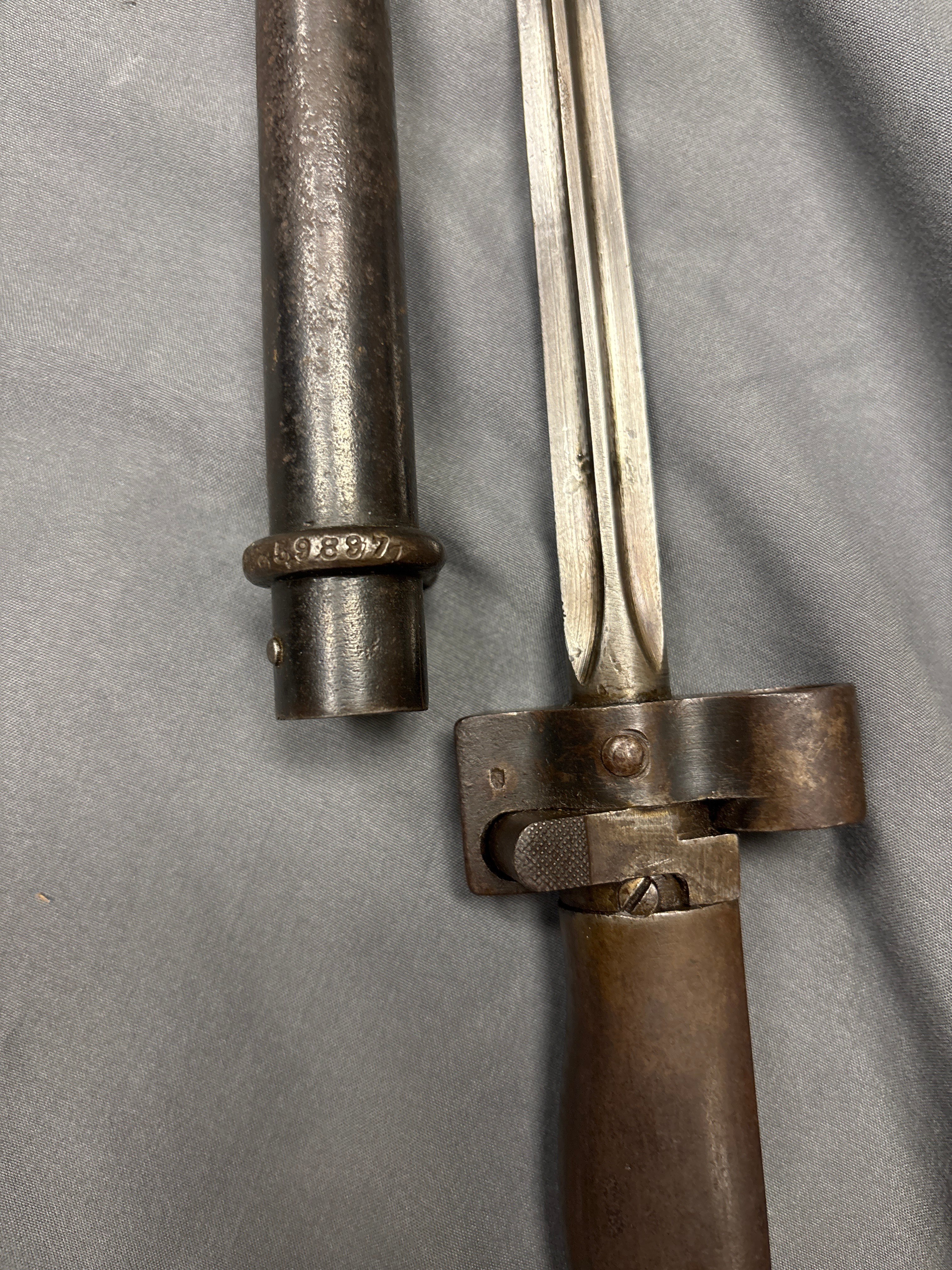 WWI ERA FRENCH LEBEL BAYONET BRASS HANDLE — image 3