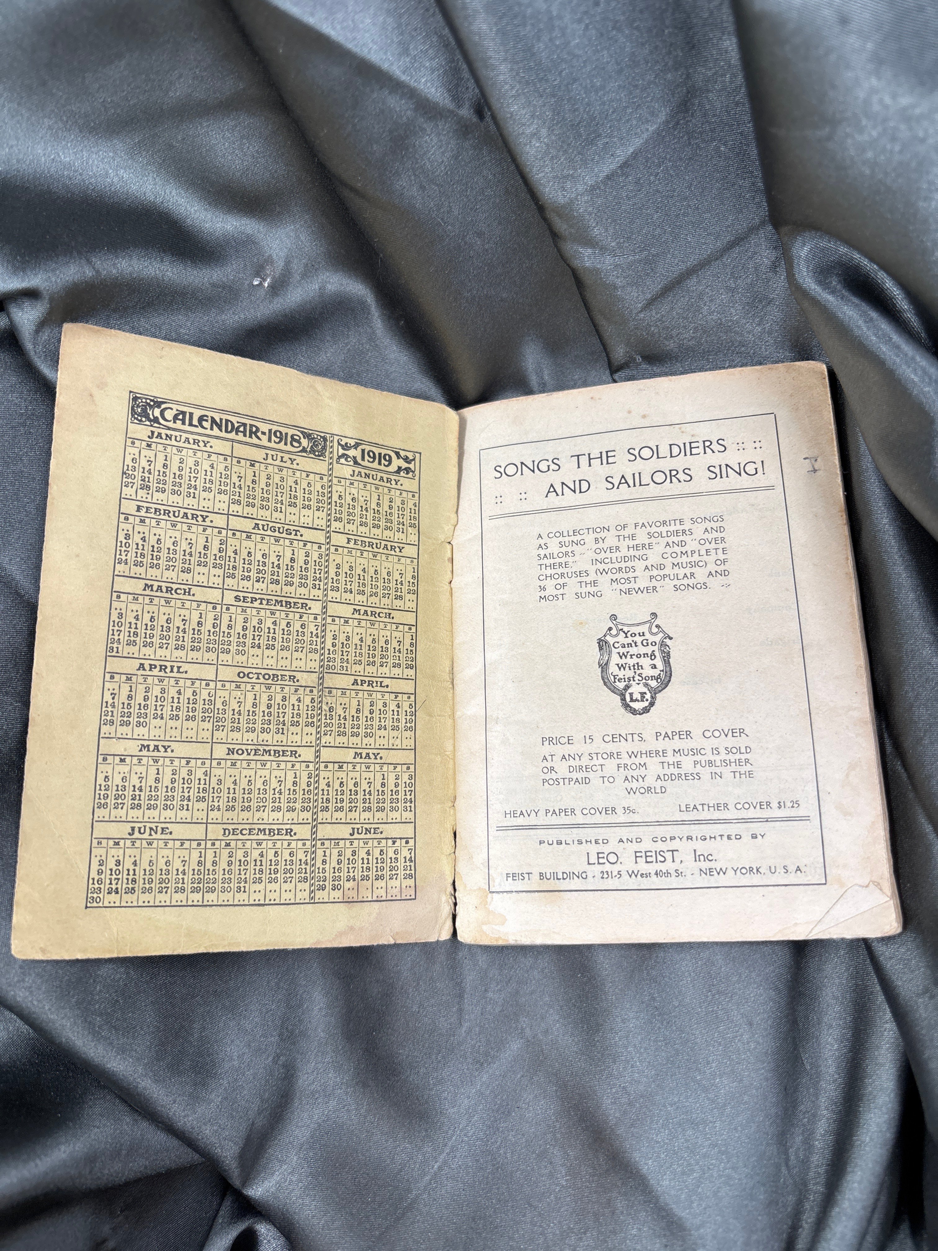 WWI SAILORS AND SOLDIERS SONG BOOK — image 2
