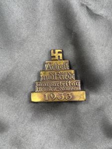 WWII GERMAN 1933 LABOR AND PEACE TINNIE