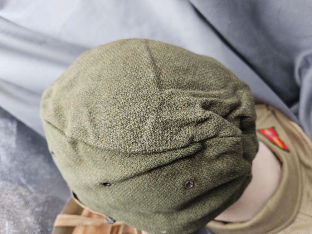 WWII Japanese Army Helmet and Hat with Display Collar — image 10