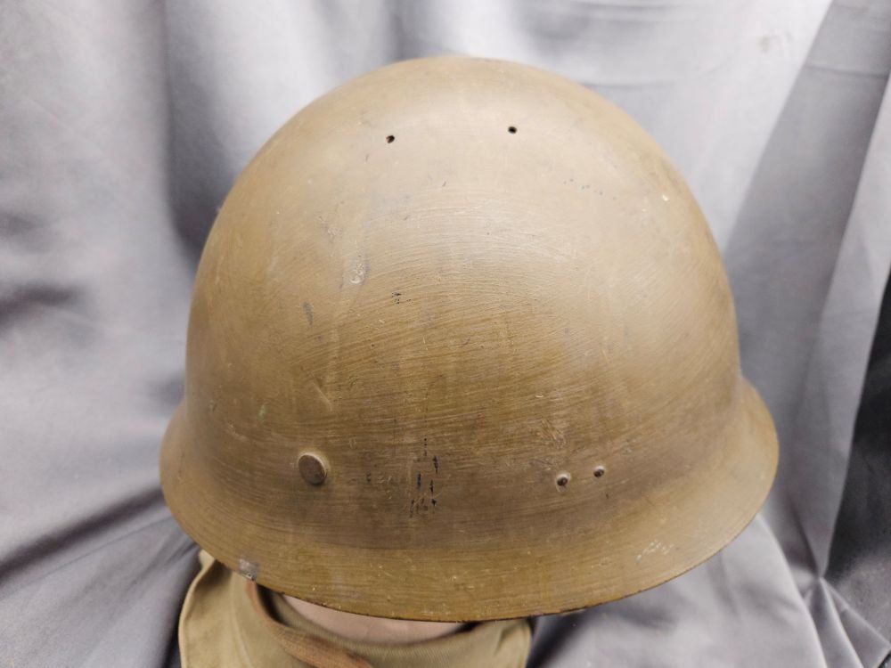 WWII Japanese Army Helmet and Hat with Display Collar — image 3