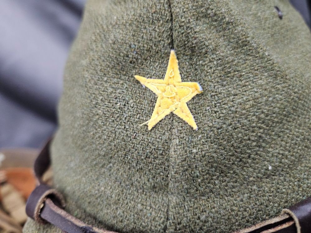 WWII Japanese Army Helmet and Hat with Display Collar — image 7