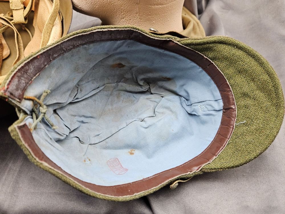 WWII Japanese Army Helmet and Hat with Display Collar — image 9