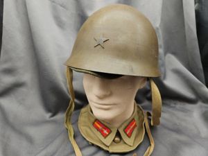 WWII Japanese Army Helmet and Hat with Display Collar