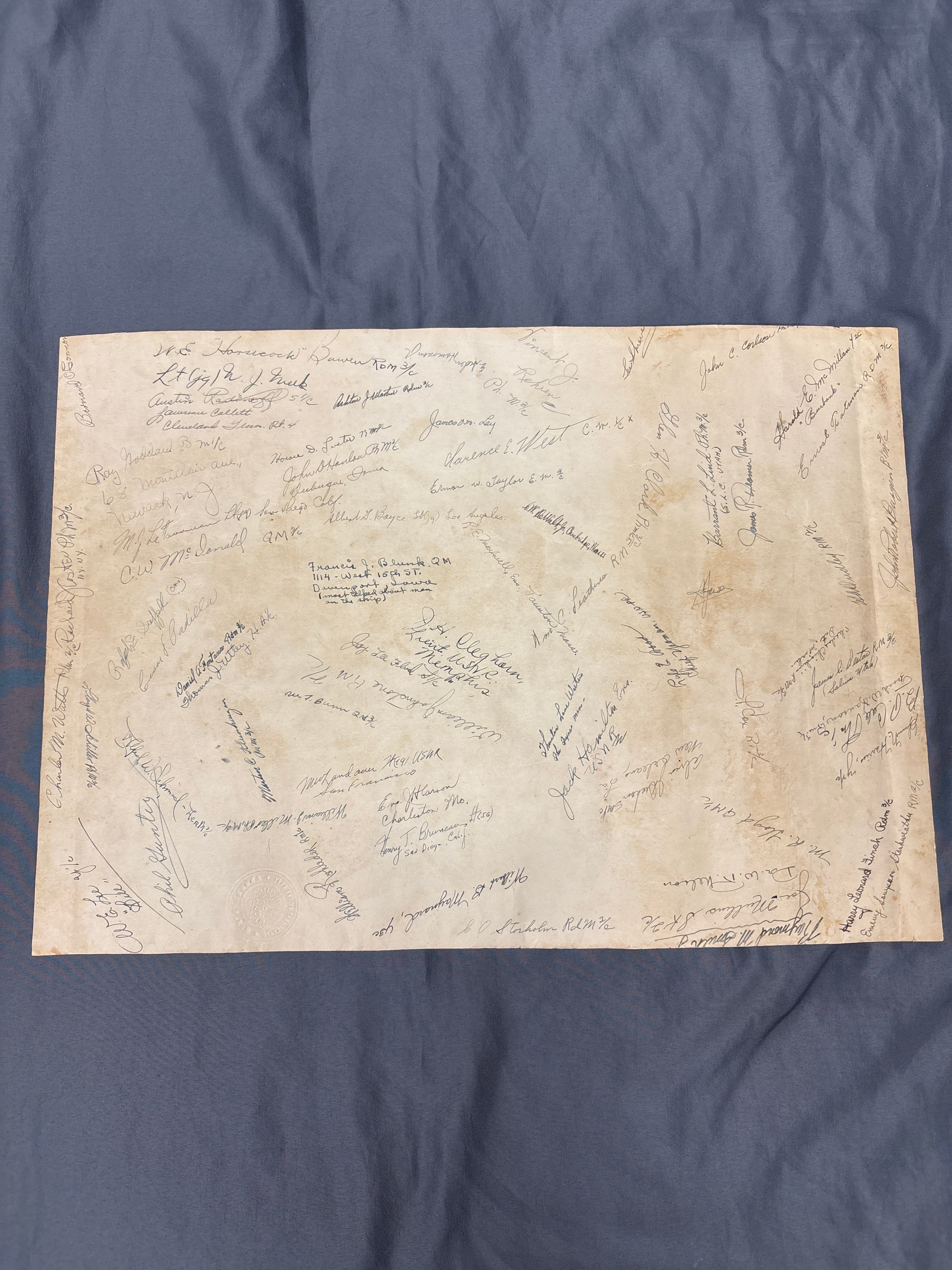 WWII USS HENDRY RADARMAN THIRD CLASS CREW NEPTUNUS REGIS & DOCUMENT GROUP — image 4