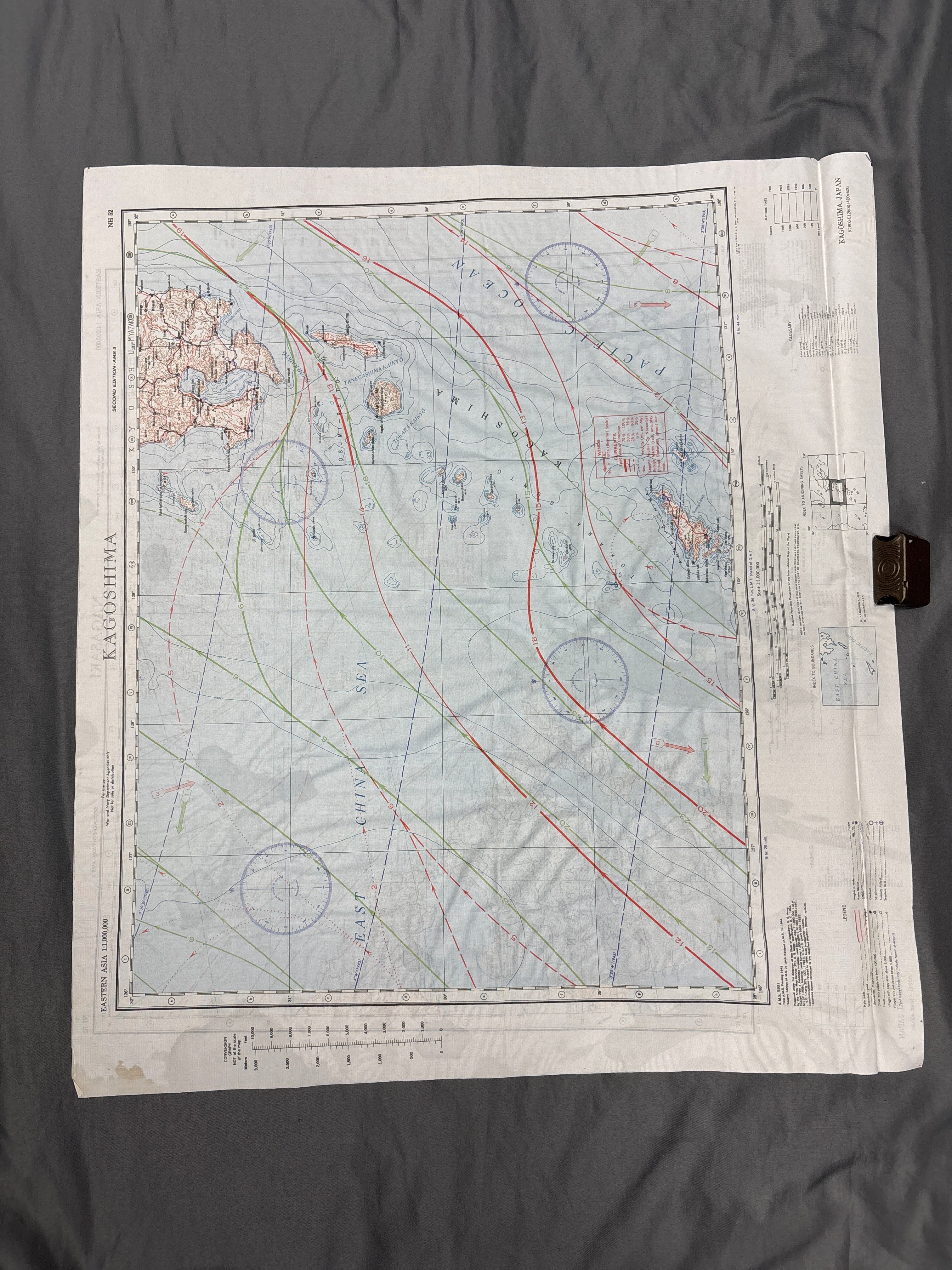 WWII US 1944 SILK ESCAPE MAP NAGASAKI AND KAGOSHIMA — image 3
