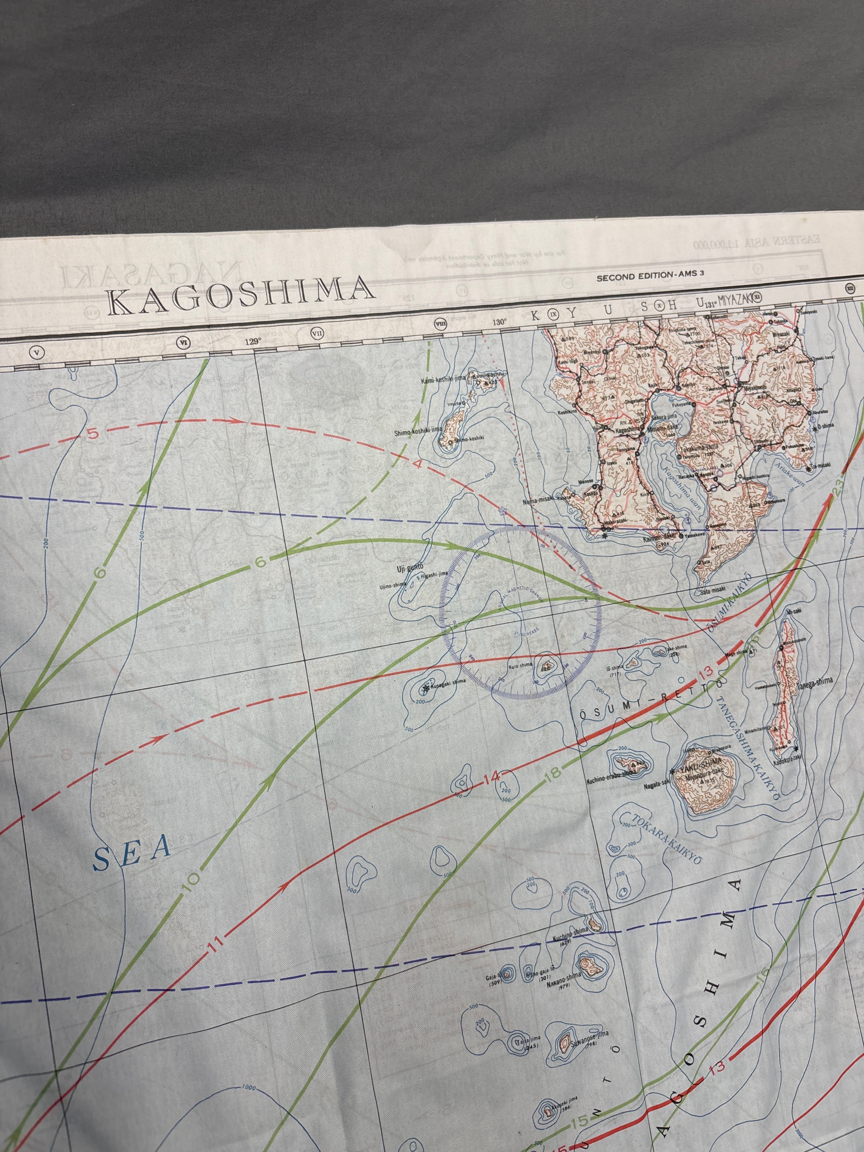 WWII US 1944 SILK ESCAPE MAP NAGASAKI AND KAGOSHIMA — image 4
