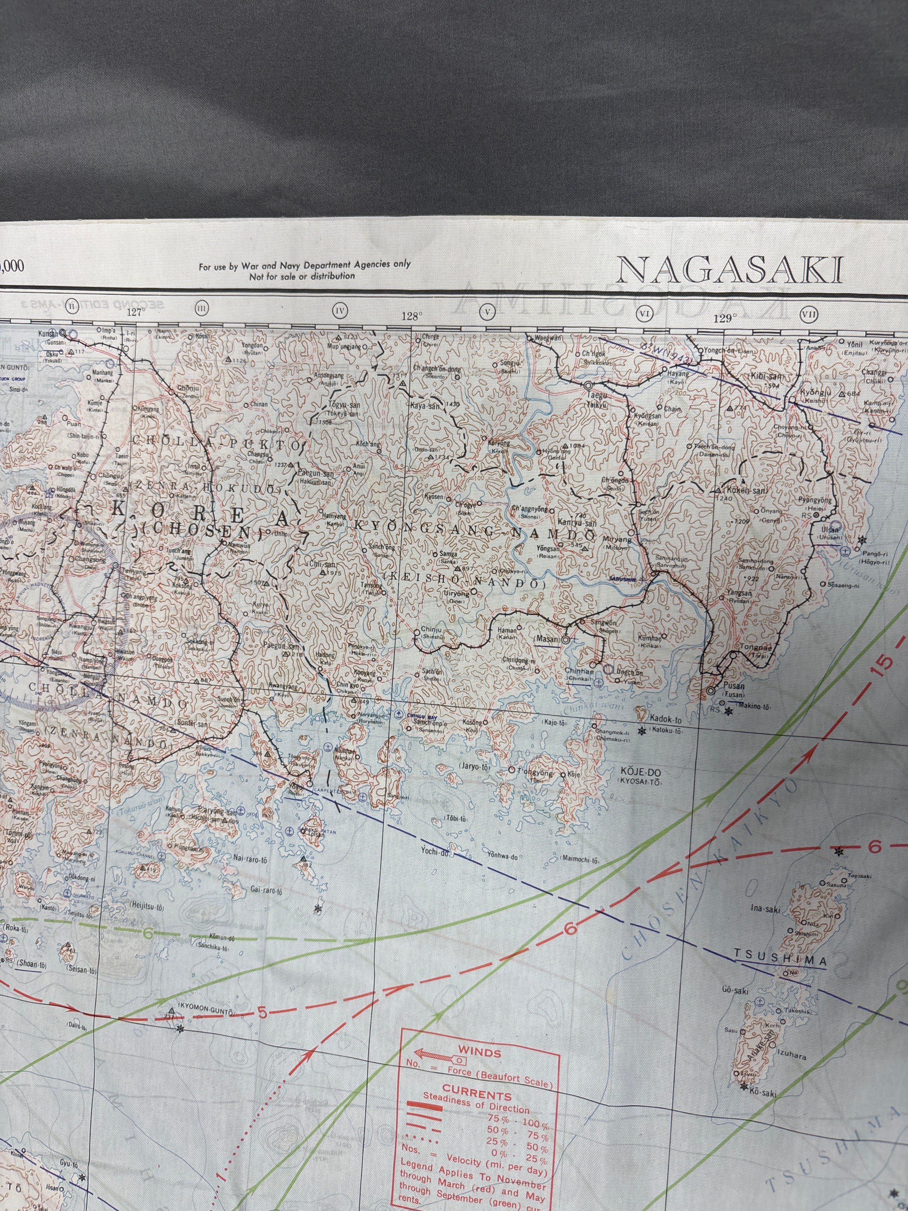 WWII US 1944 SILK ESCAPE MAP NAGASAKI AND KAGOSHIMA — image 6