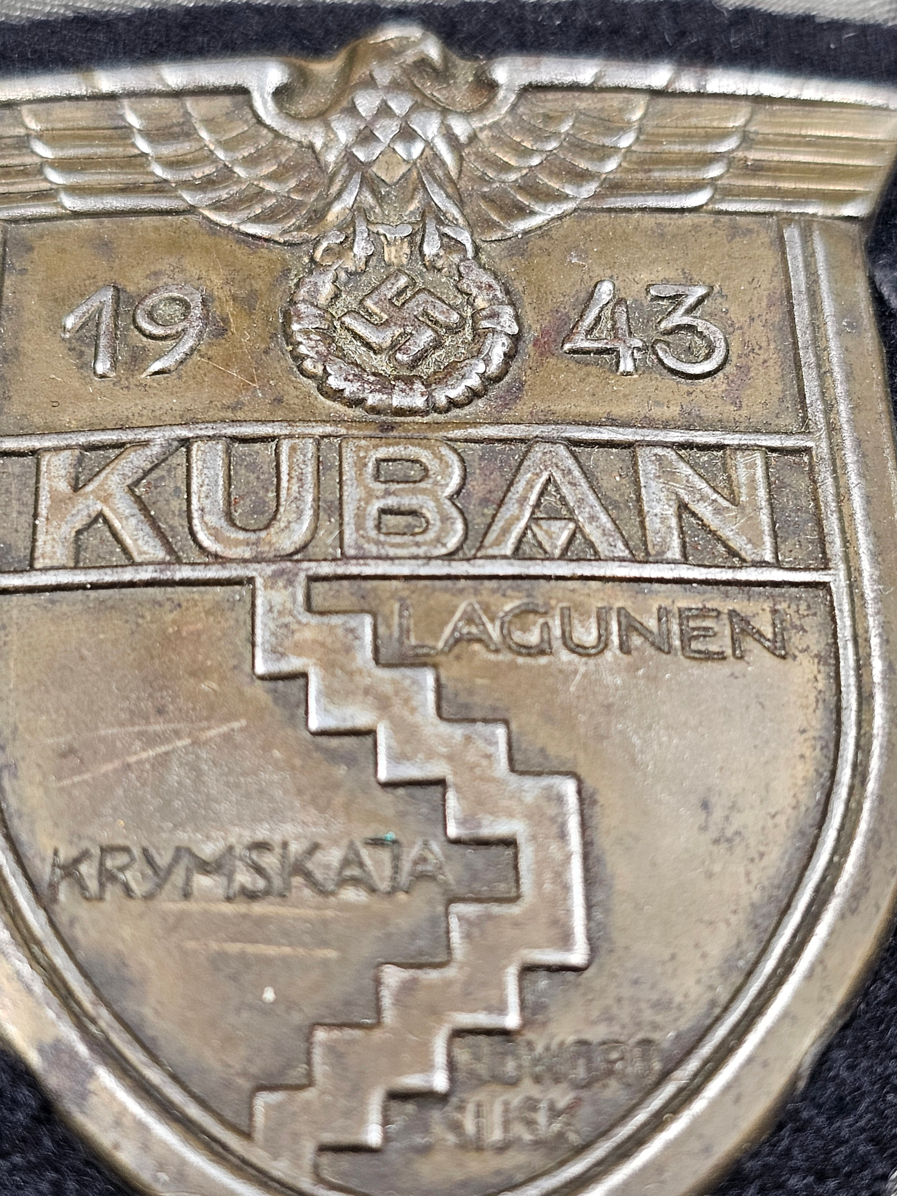 WWII GERMAN KUBAN SHIELD ON BLACK FELT — image 2