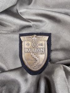 WWII GERMAN KUBAN SHIELD ON BLACK FELT
