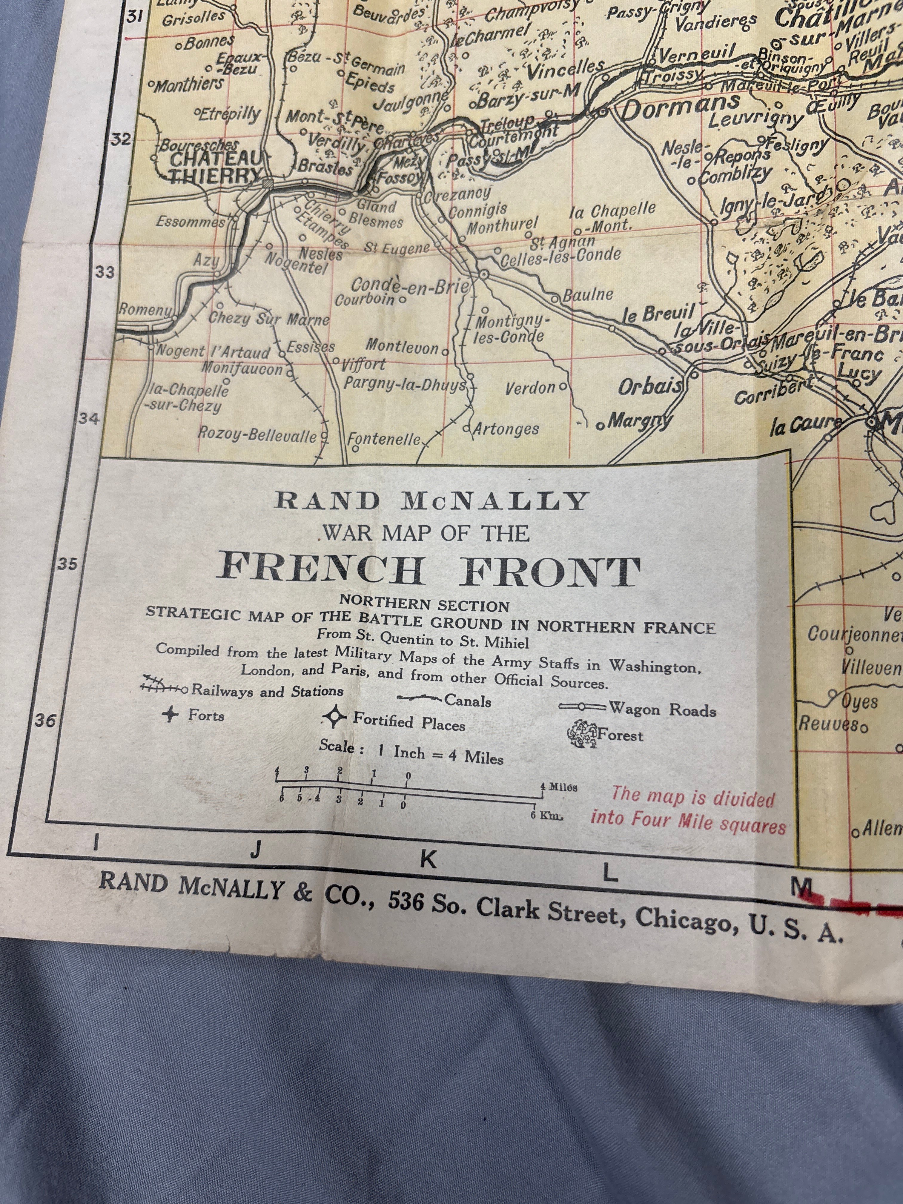 WWI RAND MCNALLY FRENCH FRONT STRATEGIC MAP — image 5