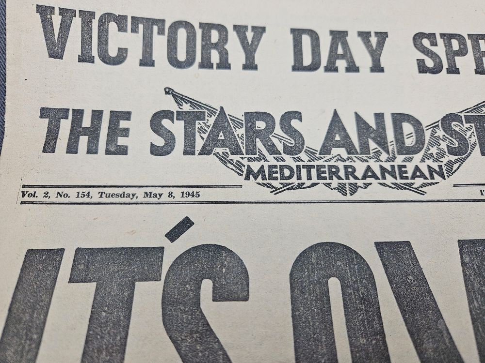 WWII US Stars and Stripes Newspaper VE Day — image 2