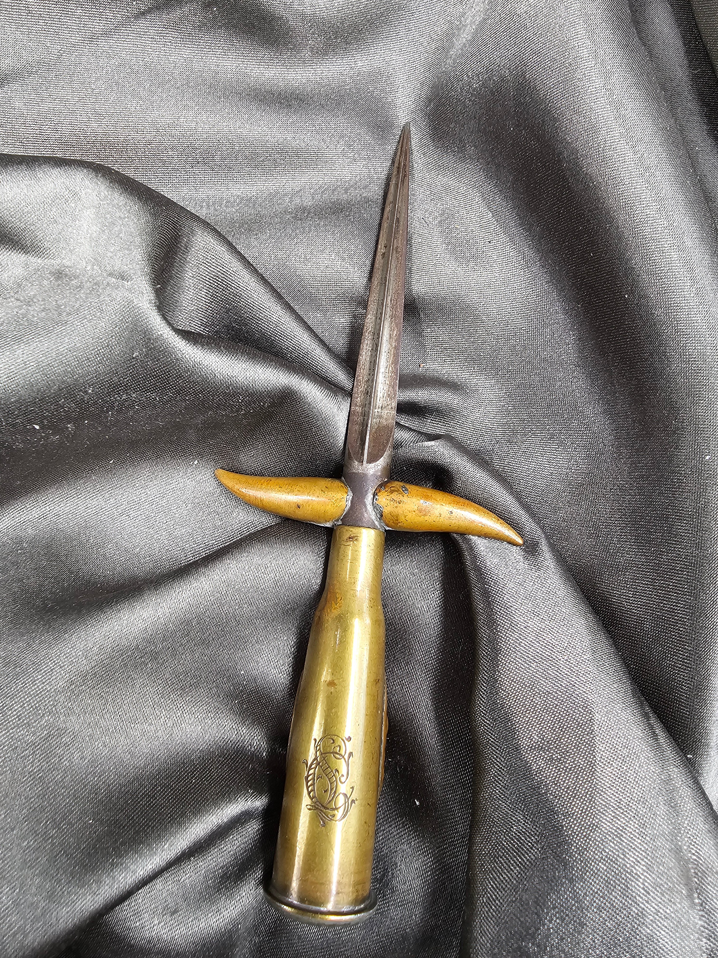 WWII BRITISH TRENCH ART LETTER OPENER — image 2