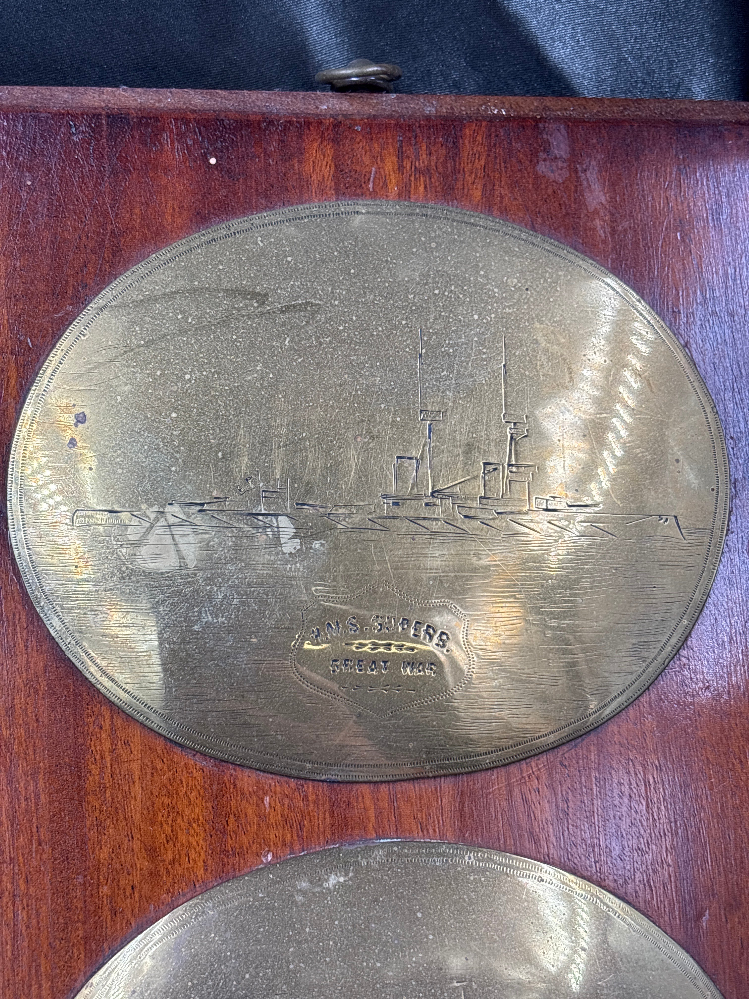 WWI BRITISH NAVY SHIP PLAQUE HMS SUPERB & INPLACABLE — image 2