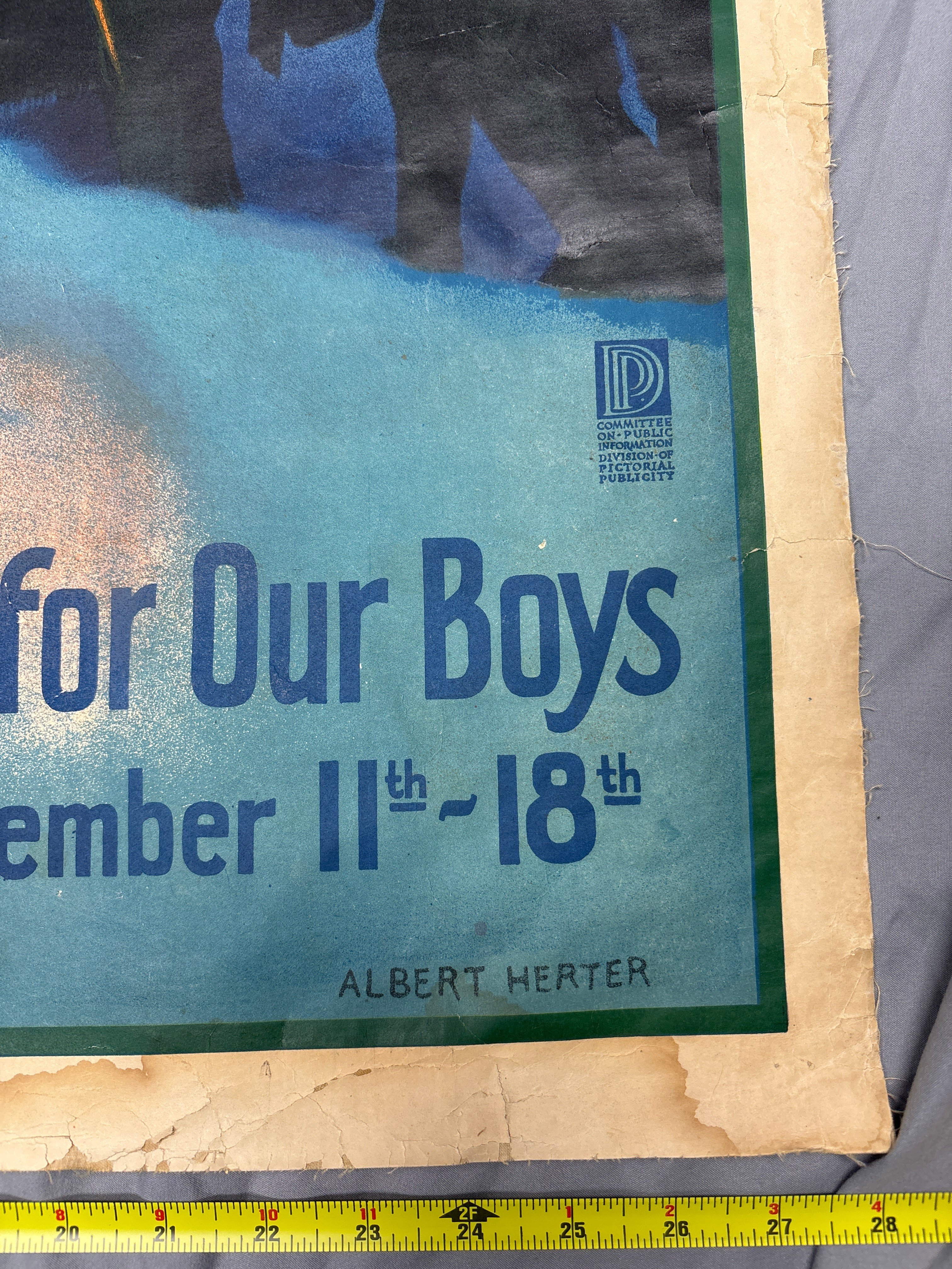 WWI LINEN BACKED YMCA POSTER — image 2