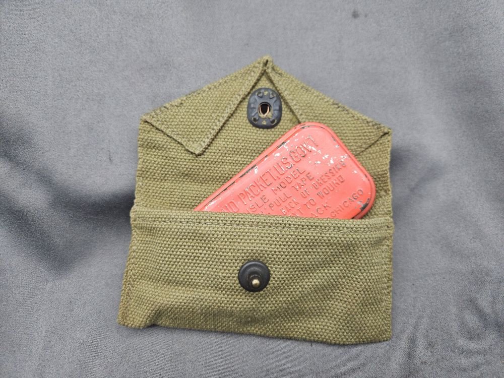 WWII Early Carlisle First Aid Kit and Pouch
