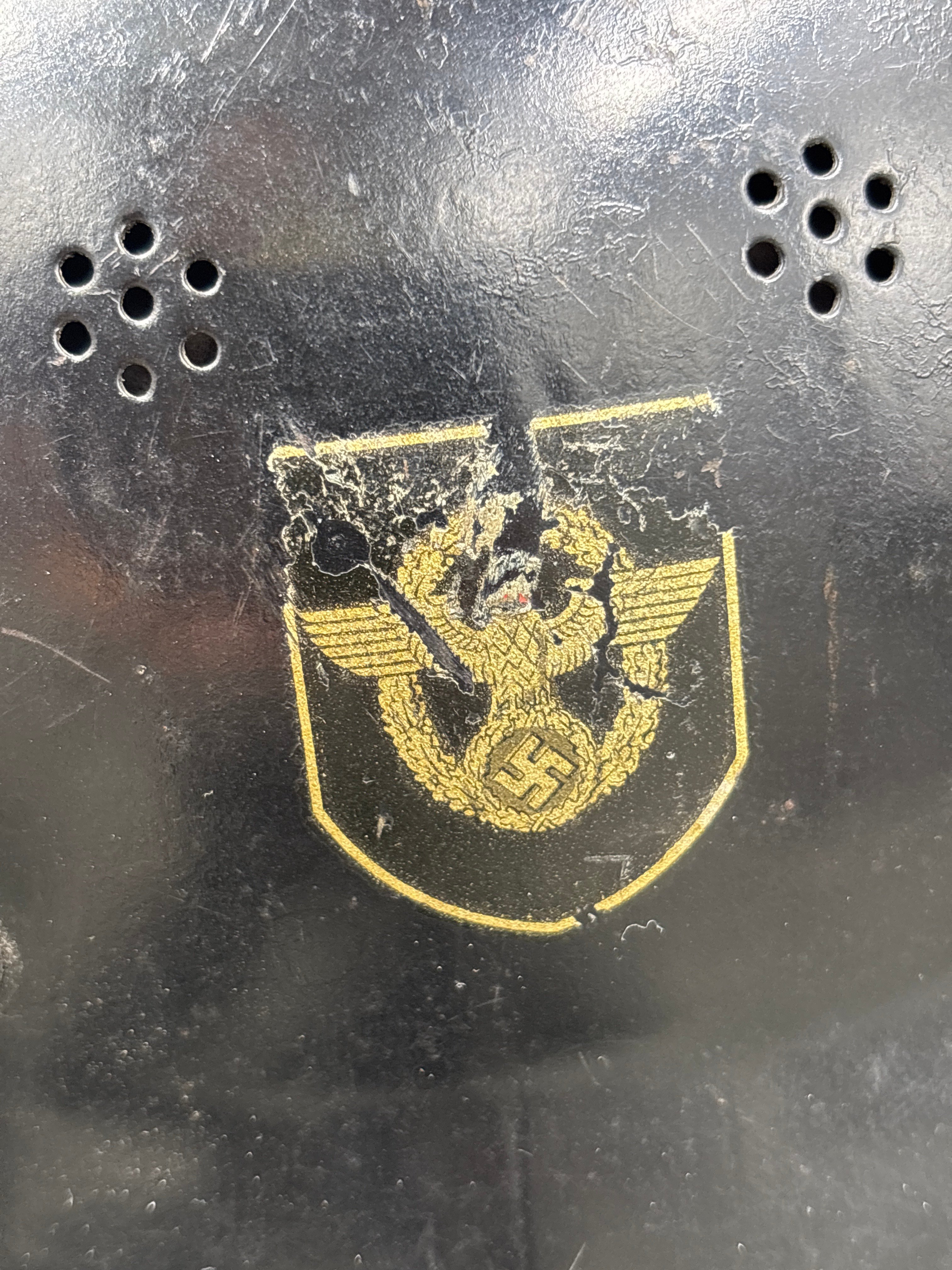 WWII GERMAN POLIZEI DOUBLE DECAL HELMET — image 4