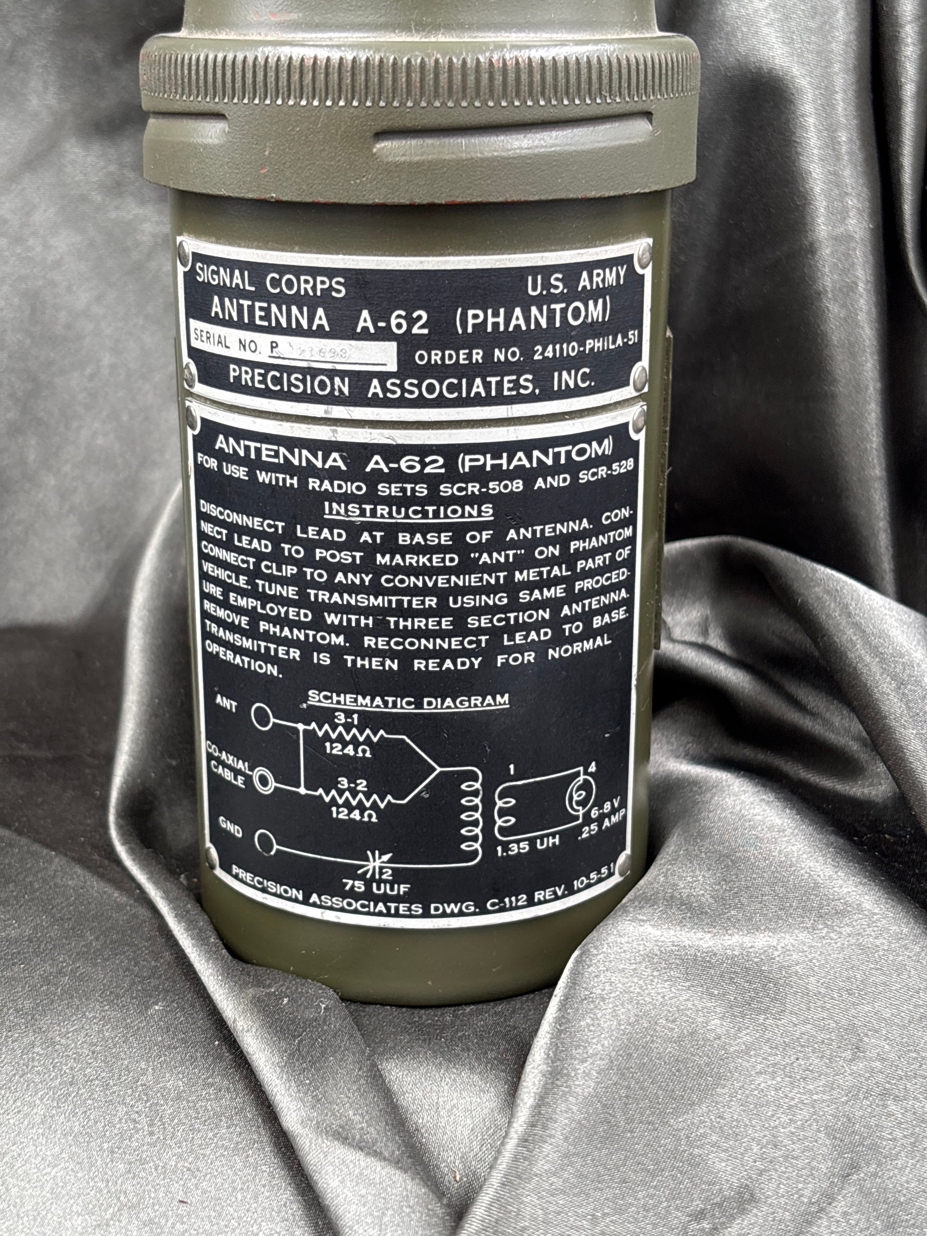 KOREAN WAR SIGNAL CORPS A-62 PHANTOM ANTENNA CANISTER ONLY — image 2