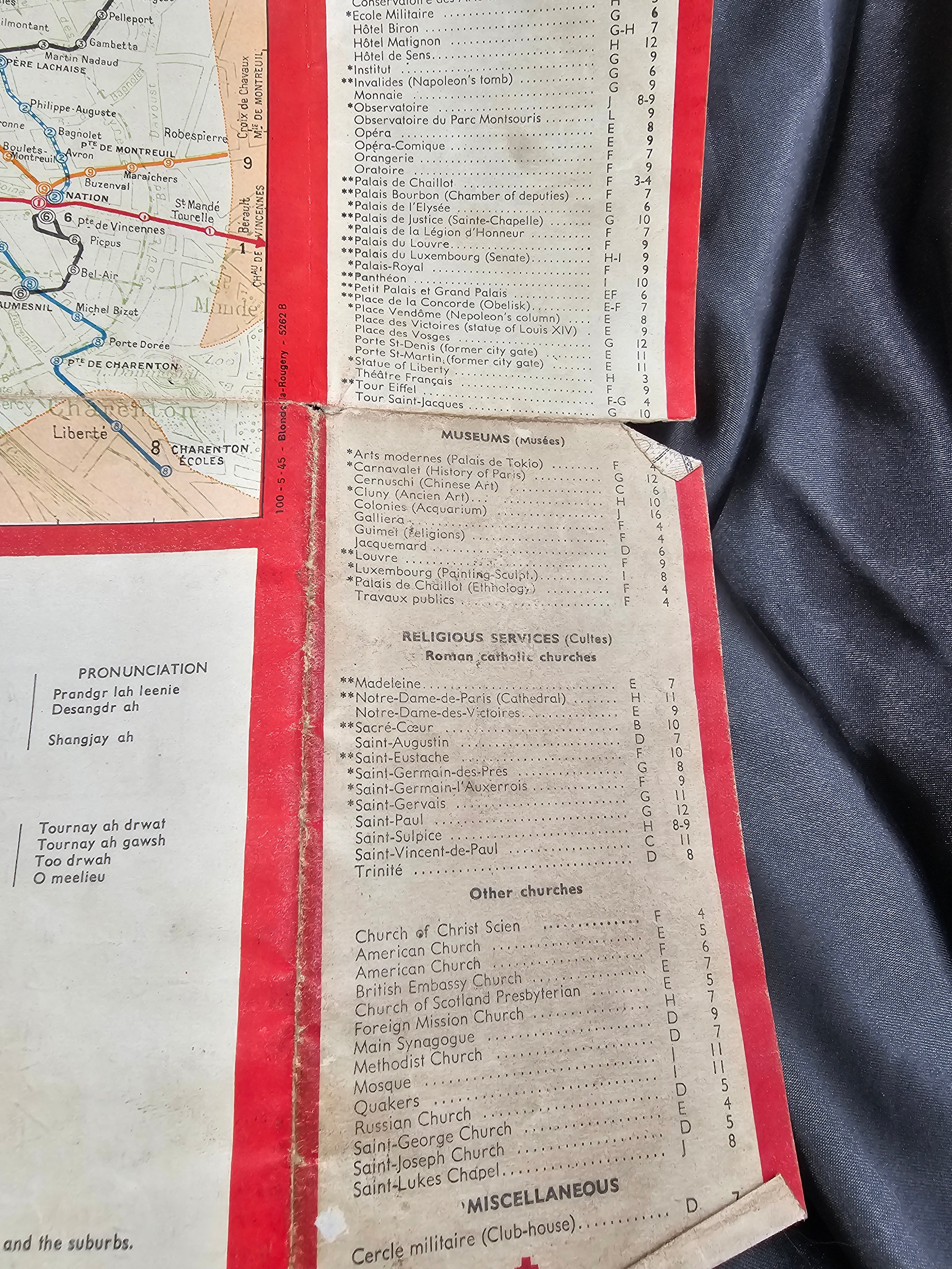 WWII AMERICAN RED CROSS MAP OF PARIS — image 2