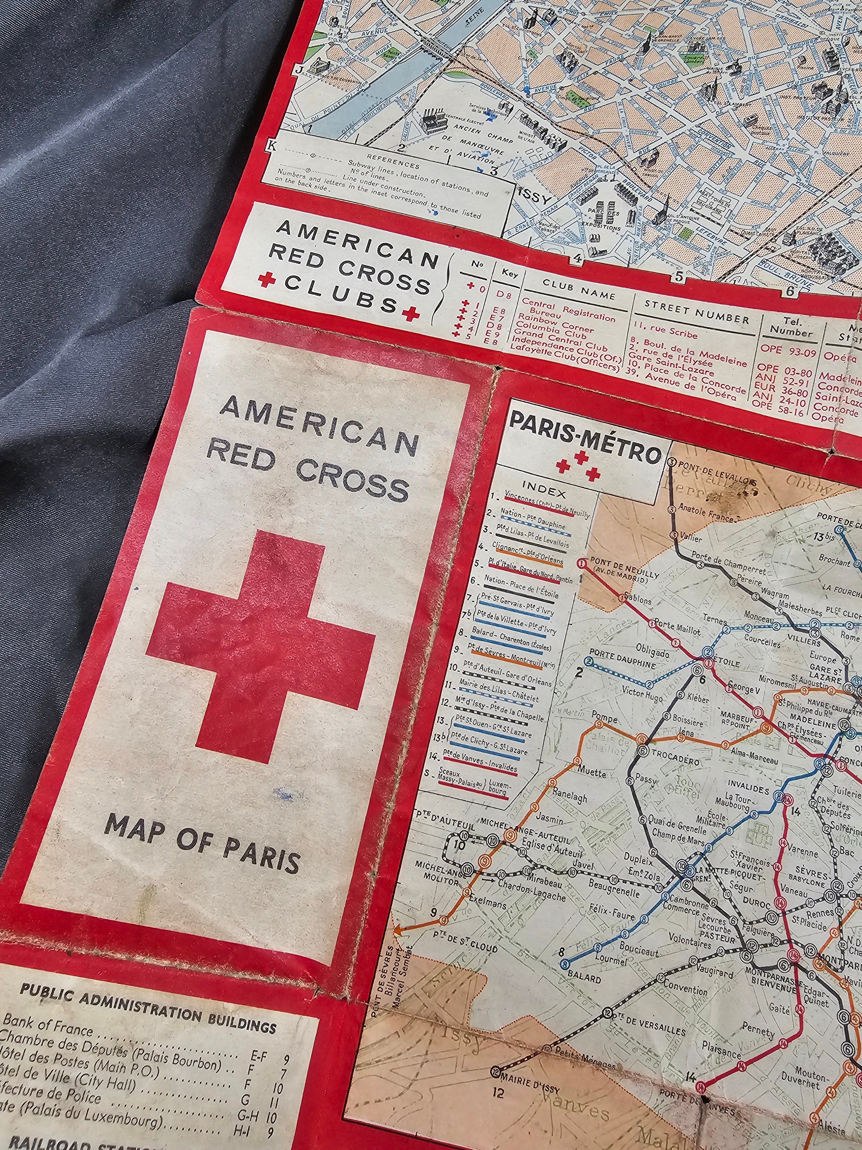 WWII AMERICAN RED CROSS MAP OF PARIS — image 3