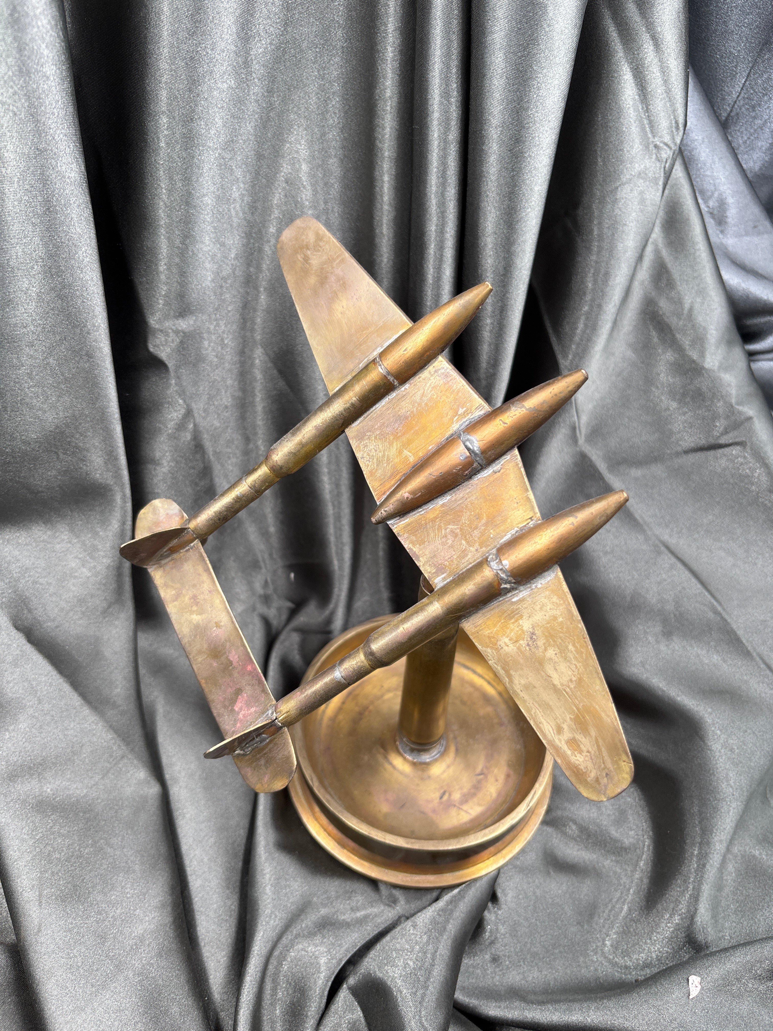 WWII SHELL TRENCH ART OF P38 LIGHTNING — image 2