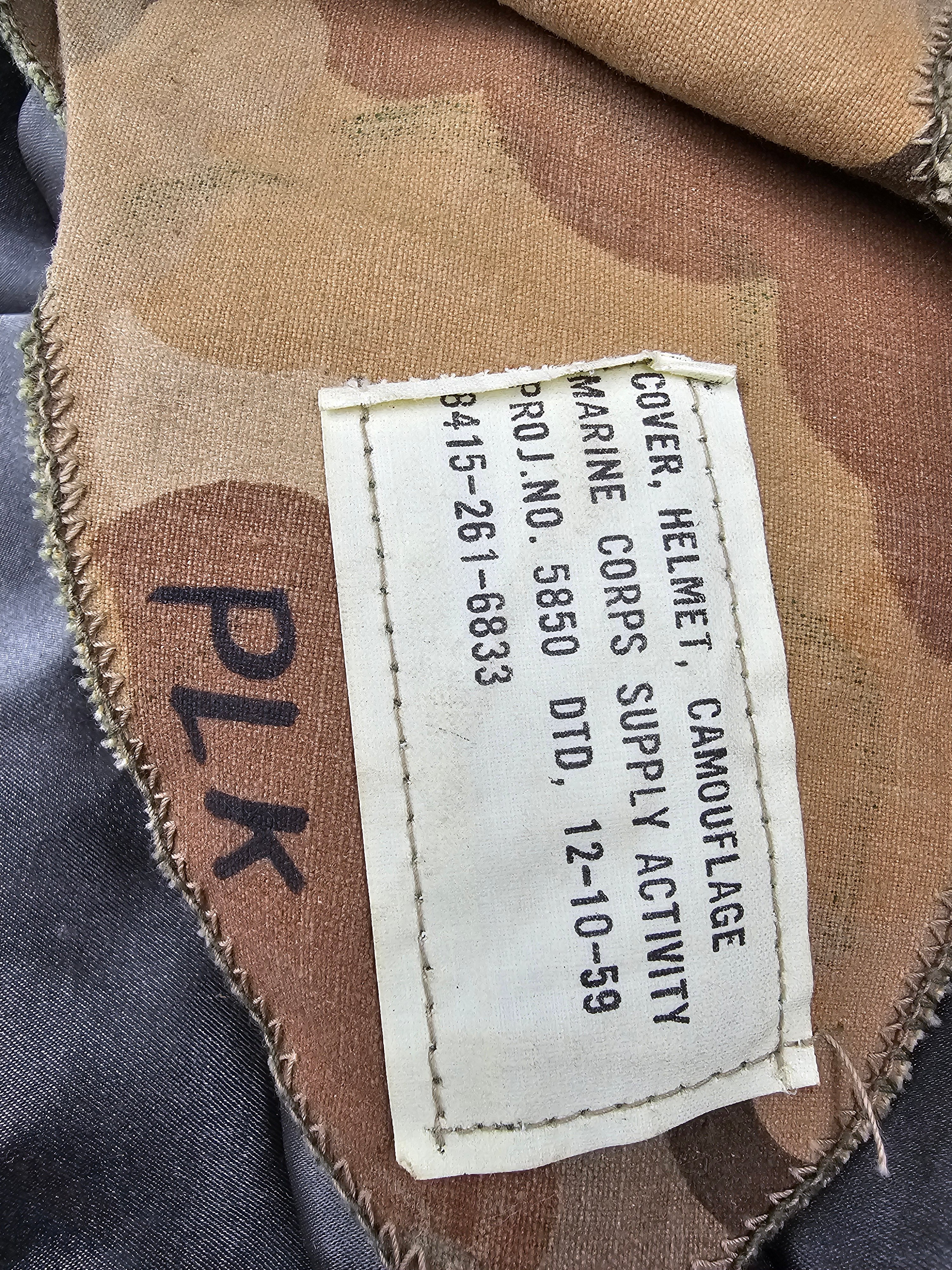 1959 US MARINE CORPS CAMOUFLAGE CHAPLAIN HELMET COVER — image 3