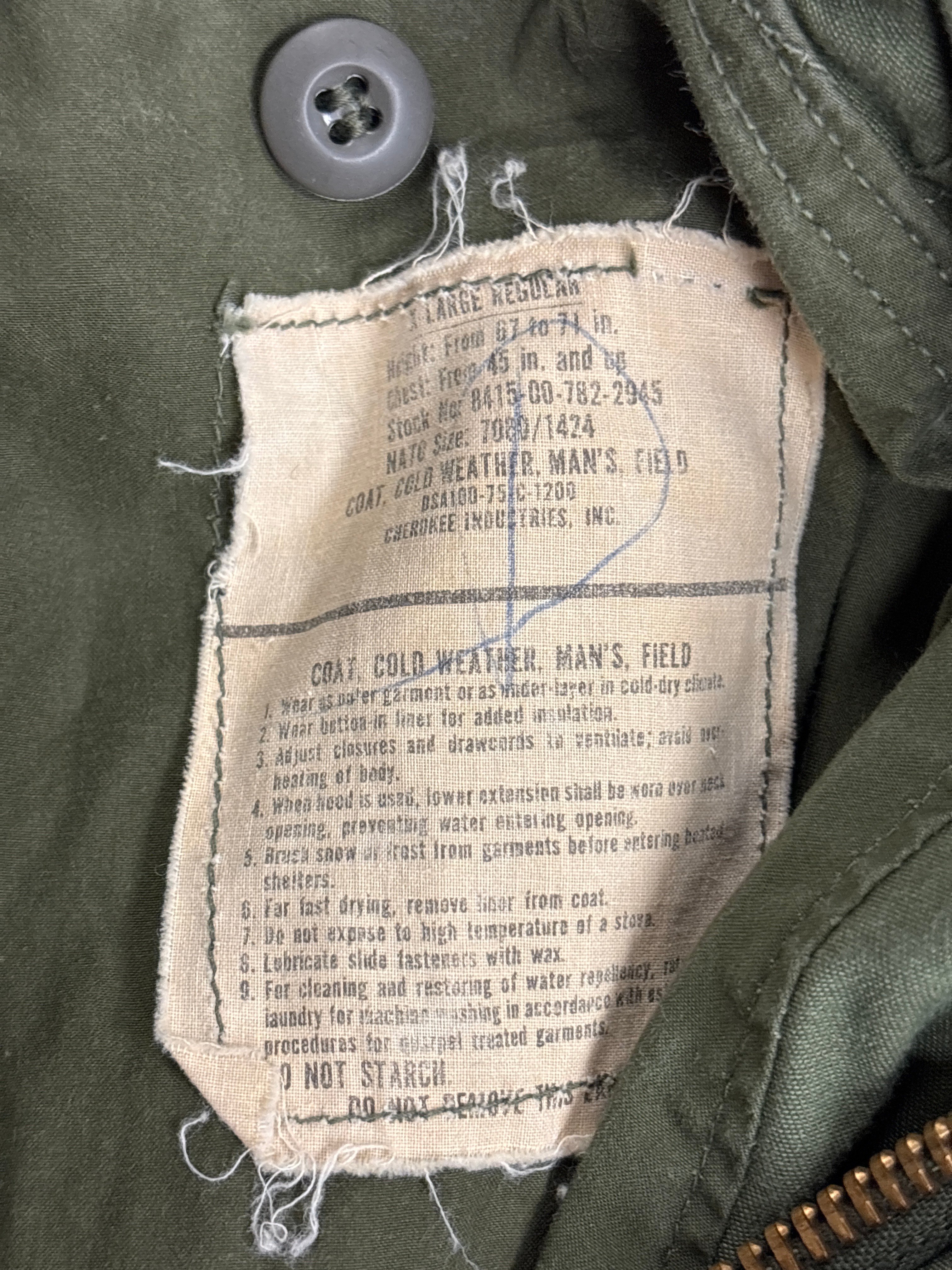 RARE VIETNAM WAR ERA M65 SIZE X-LARGE — image 3